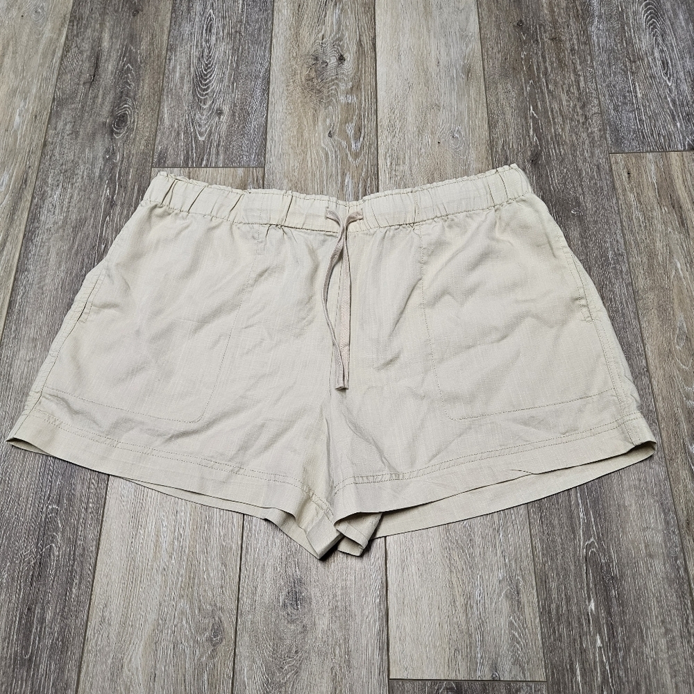 Hilary Radley Drawstring Elastic Waist Tencel Casual Shorts Tan Beige Womens XXL